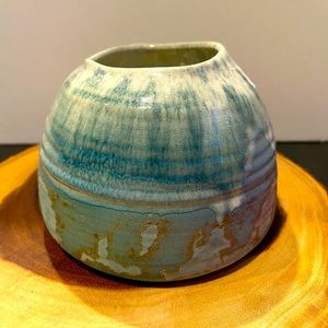 VTG Tony Evans Raku Pottery Pastel Vase/Bowl Signed MCM  Decor, #332